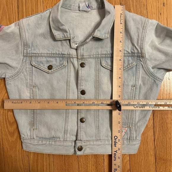 VTG 80s Baby GUESS Jean Jacket G Marciano Sunglasses Graphic 6 Light Wash Denim - Picture 3 of 8